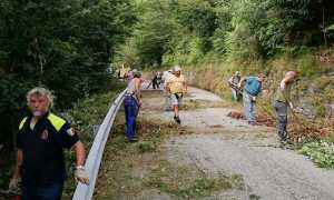 Volontari al lavoro per pulire la provinciale delle Quarne 